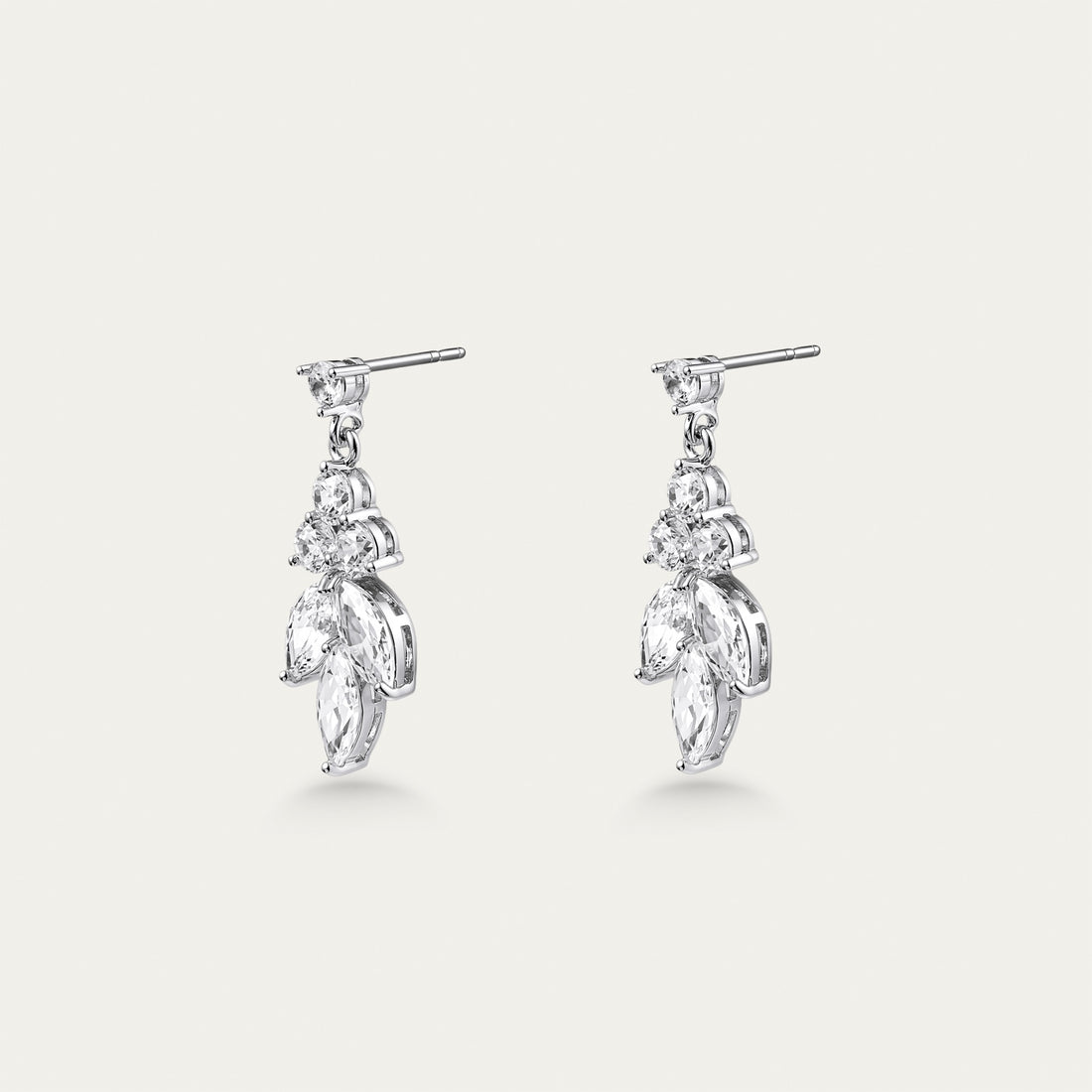 Diamond Kite Cluster Drop Earrings