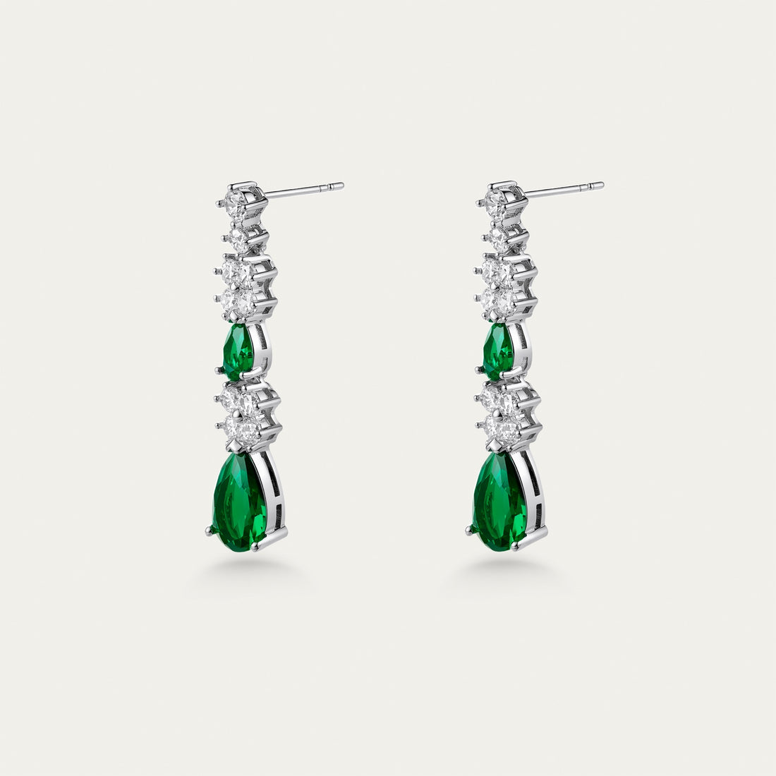 Emerald and Diamond Drop Earrings, Marquise Cluster