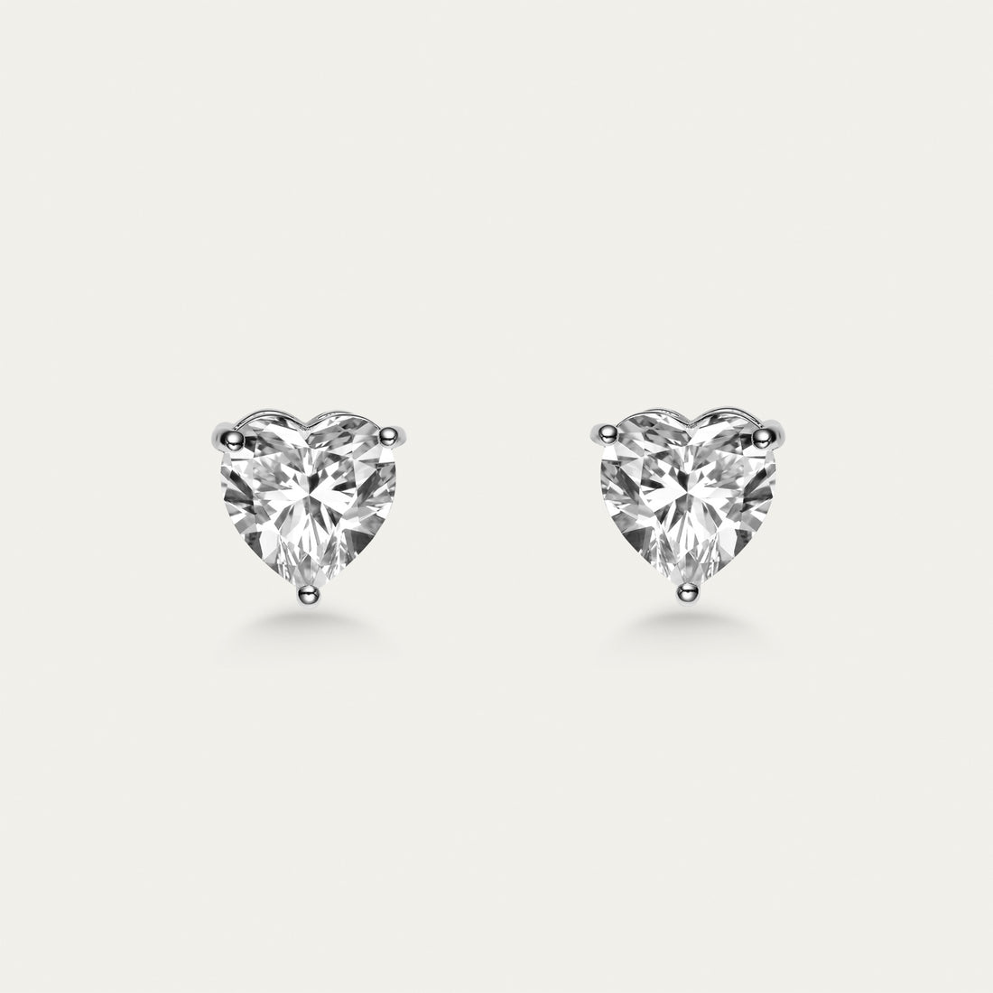 Diamond Heart Stud Earrings