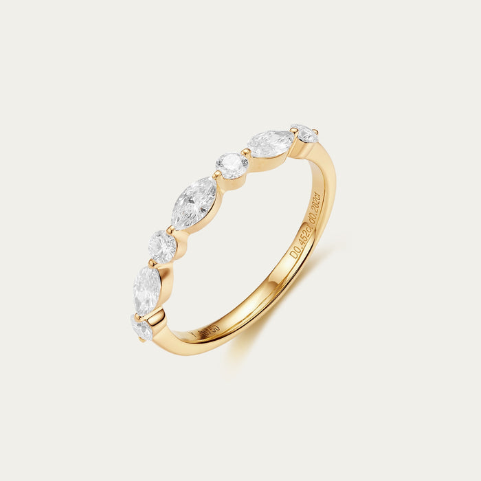 Marquise cut lab-grown diamond ring in 18k yellow gold — 0.45ct, D-F color, VS-VVS clarity