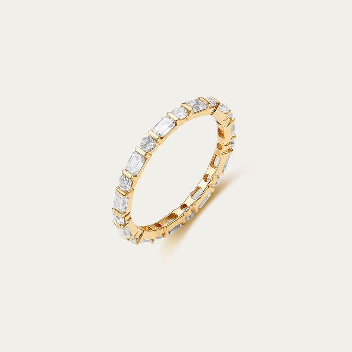 Emerald cut lab-grown diamond ring in 18k yellow gold — 0.85ct, D-F color, VS-VVS clarity