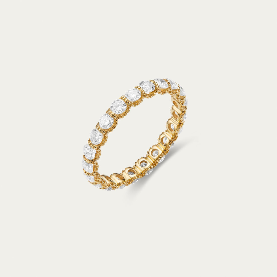 Round brilliant lab-grown diamond ring in 18k yellow gold — 1.25ct, D-F color, VS-VVS clarity