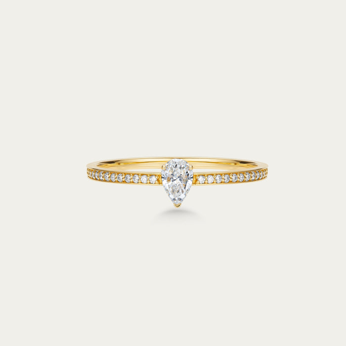 Briolette (teardrop) lab-grown diamond ring in 18k yellow gold — 0.19ct, D-F color, VS-VVS clarity, additional view