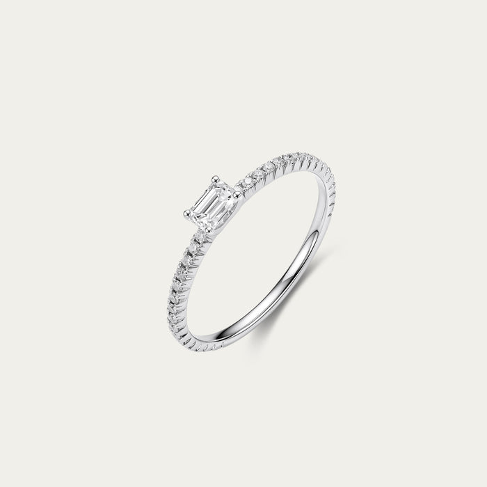 Emerald cut lab-grown diamond ring in 18k white gold — 0.22ct, D-F color, VS-VVS clarity