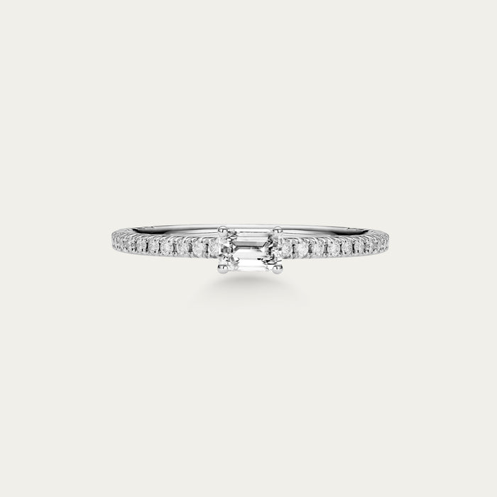 Emerald cut lab-grown diamond ring in 18k white gold — 0.22ct, D-F color, VS-VVS clarity, additional view