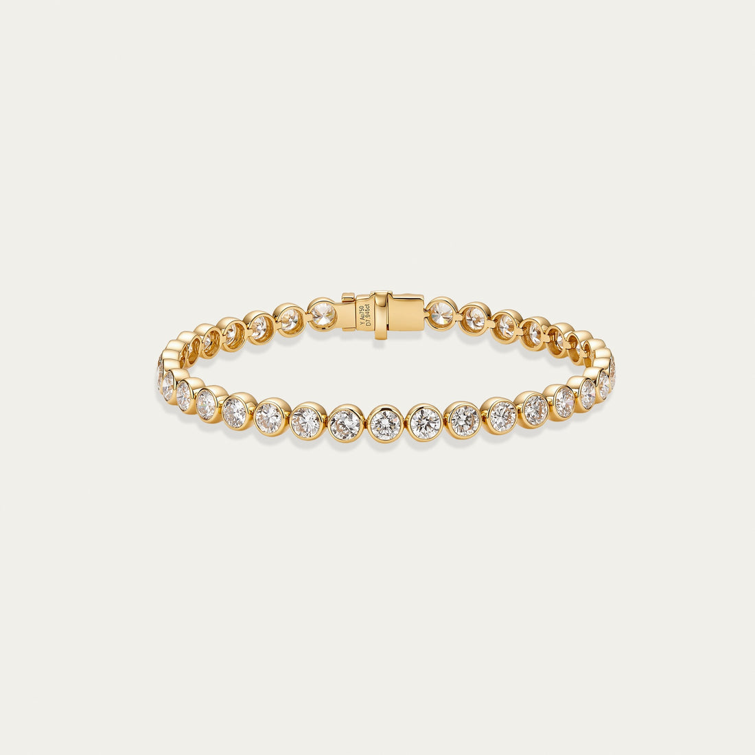 Round brilliant lab-grown diamond bracelet in 18k yellow gold — 7.95ct, D-F color, VS-VVS clarity