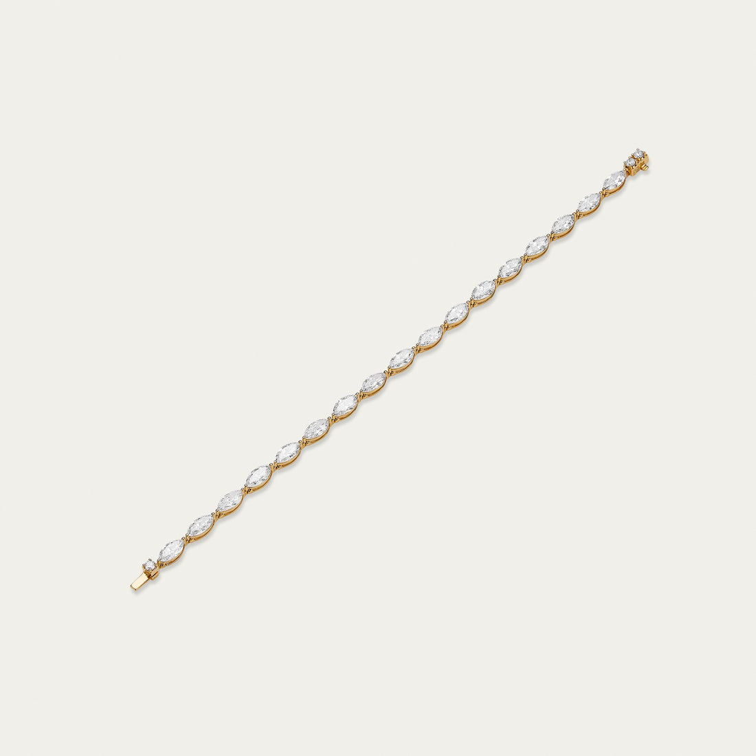 Marquise cut lab-grown diamond bracelet in 18k yellow gold — 5.41ct, D-F color, VS-VVS clarity, additional view