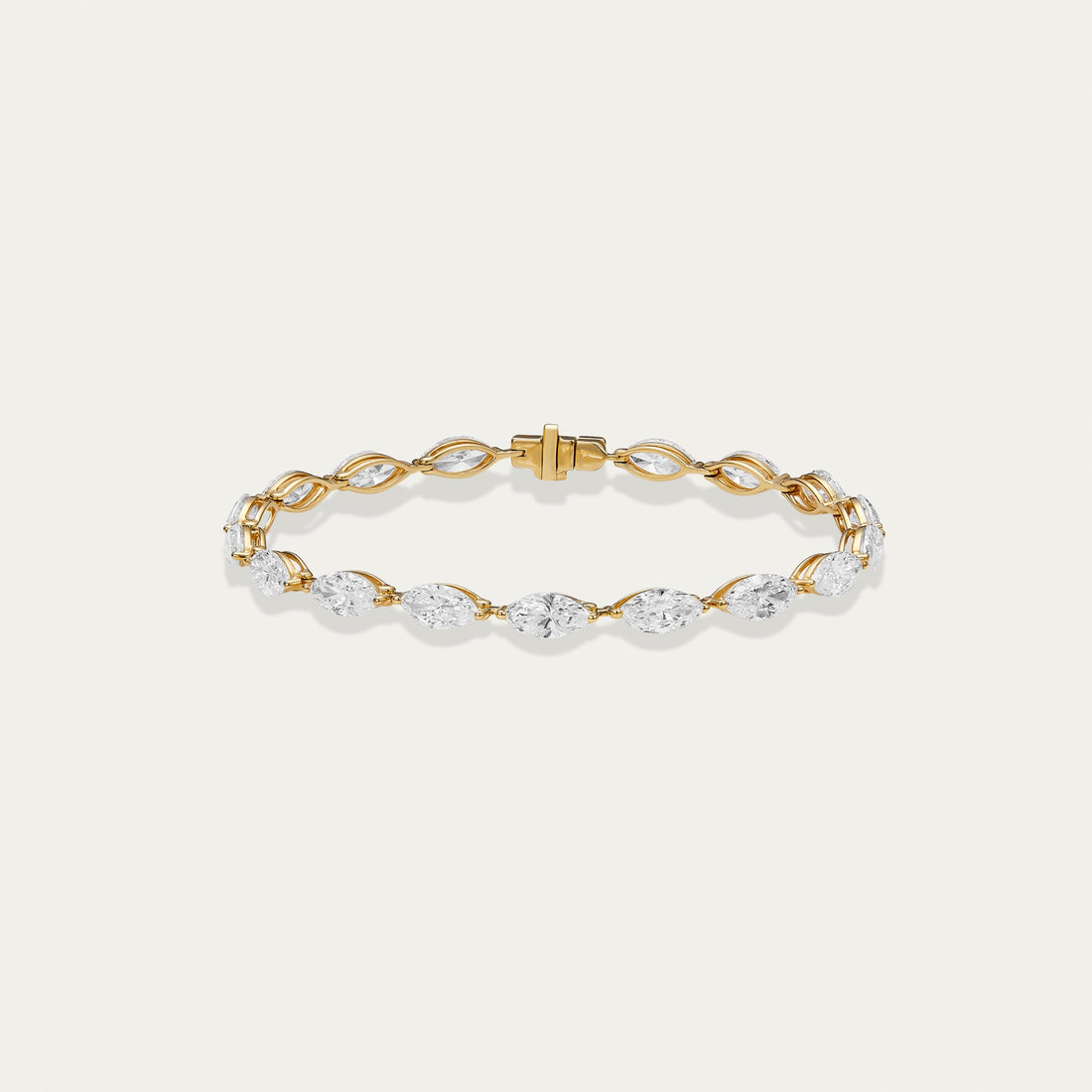 Marquise cut lab-grown diamond bracelet in 18k yellow gold — 5.41ct, D-F color, VS-VVS clarity