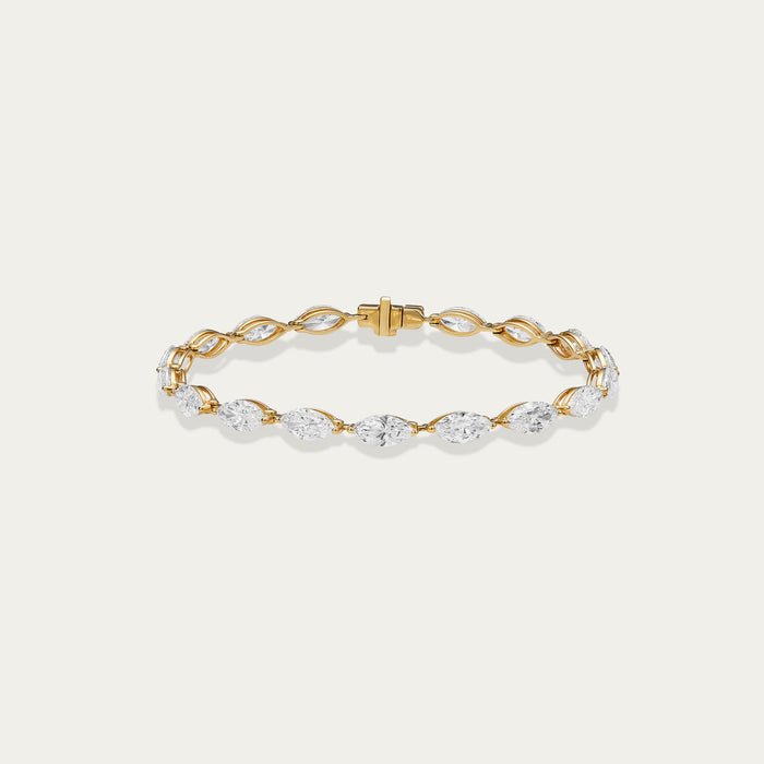 Marquise cut lab-grown diamond bracelet in 18k yellow gold — 5.41ct, D-F color, VS-VVS clarity