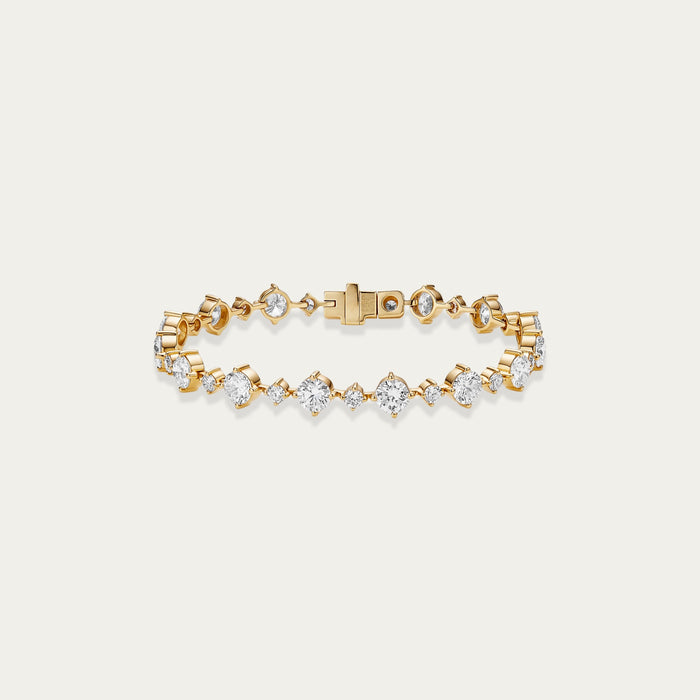 Round brilliant lab-grown diamond bracelet in 18k yellow gold — 4.6ct, D-F color, VS-VVS clarity