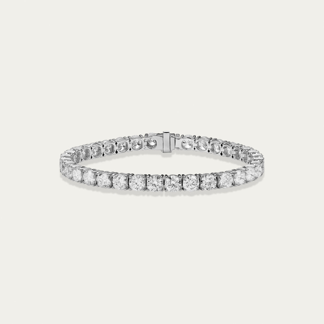 Round brilliant lab-grown diamond bracelet in 18k white gold — 11.39ct, D-F color, VS-VVS clarity