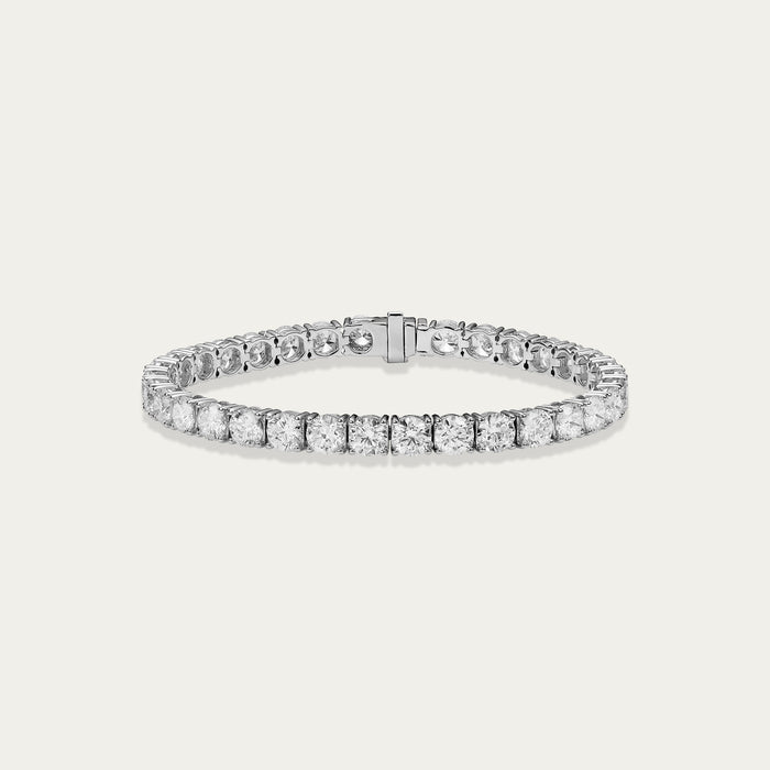 Round brilliant lab-grown diamond bracelet in 18k white gold — 11.39ct, D-F color, VS-VVS clarity