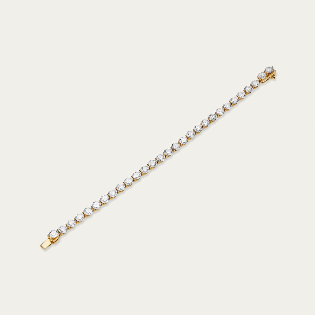 Round brilliant lab-grown diamond bracelet in 18k yellow gold — 9.16ct, D-F color, VS-VVS clarity, additional view