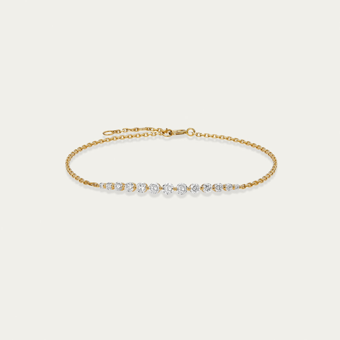 Round brilliant lab-grown diamond bracelet in 18k yellow gold — 0.51ct, D-F color, VS-VVS clarity