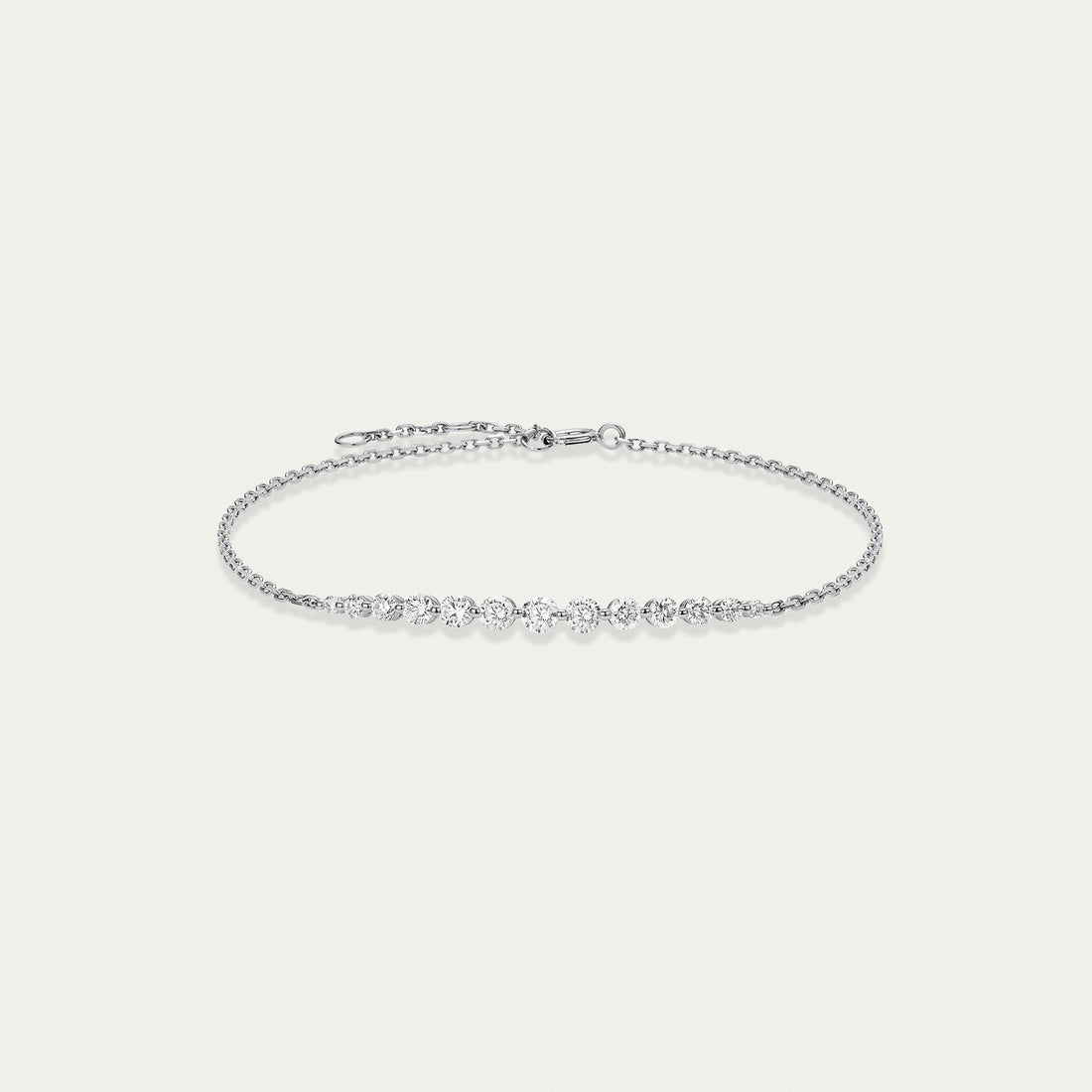 Round brilliant lab-grown diamond bracelet in 18k white gold — 0.53ct, D-F color, VS-VVS clarity