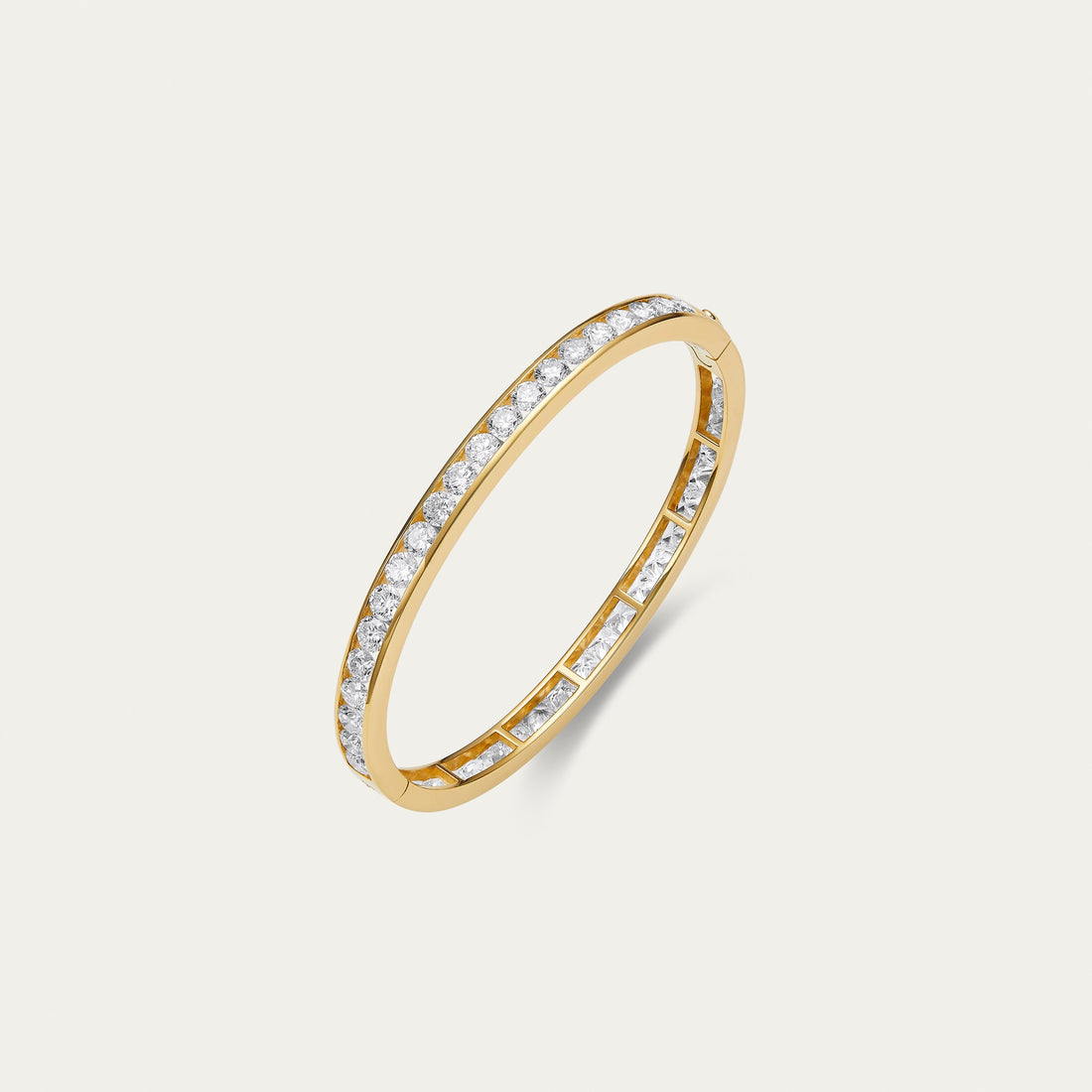 Princess cut lab-grown diamond bangle in 18k yellow gold — 5.71ct, D-F color, VS-VVS clarity, additional view