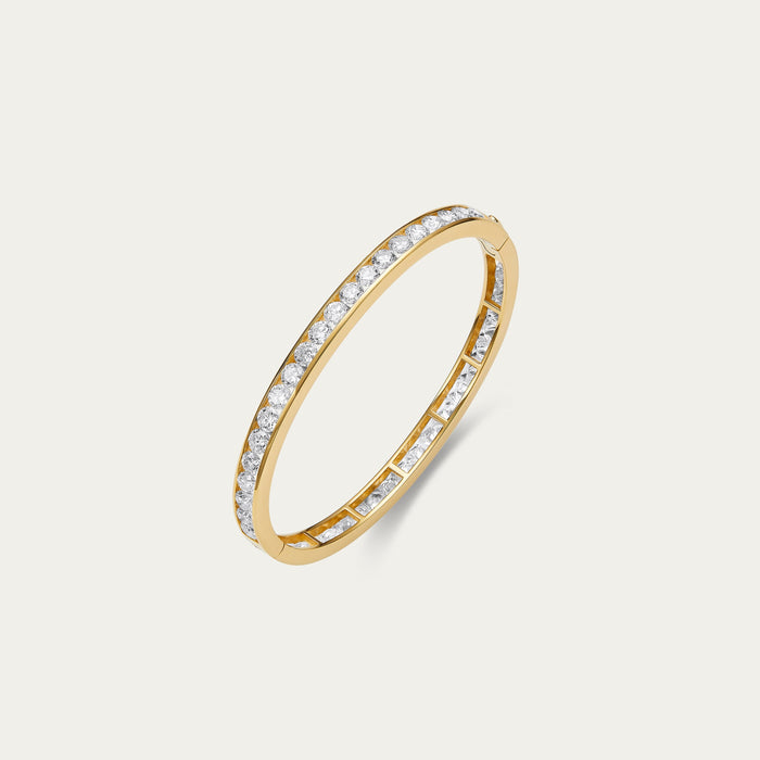 Princess cut lab-grown diamond bangle in 18k yellow gold — 5.71ct, D-F color, VS-VVS clarity, additional view