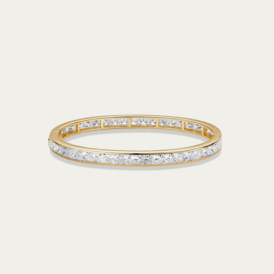Princess cut lab-grown diamond bangle in 18k yellow gold — 5.71ct, D-F color, VS-VVS clarity