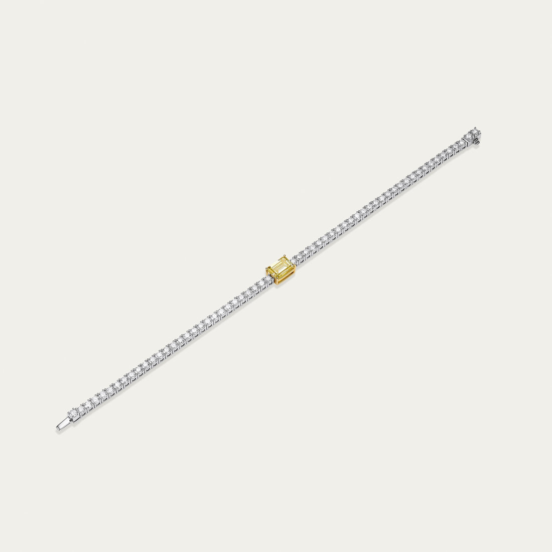 Emerald cut lab-grown diamond bracelet in 18k two-tone gold — 1.5ct, D-F color, VS-VVS clarity, additional view