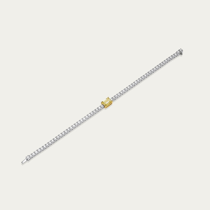 Emerald cut lab-grown diamond bracelet in 18k two-tone gold — 1.5ct, D-F color, VS-VVS clarity, additional view