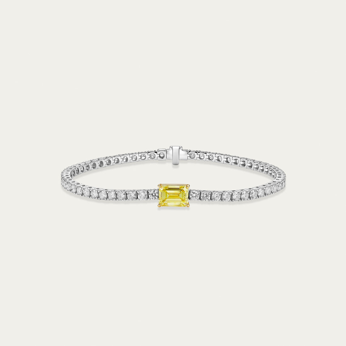 Emerald cut lab-grown diamond bracelet in 18k two-tone gold — 1.5ct, D-F color, VS-VVS clarity
