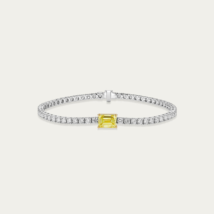 Emerald cut lab-grown diamond bracelet in 18k two-tone gold — 1.5ct, D-F color, VS-VVS clarity