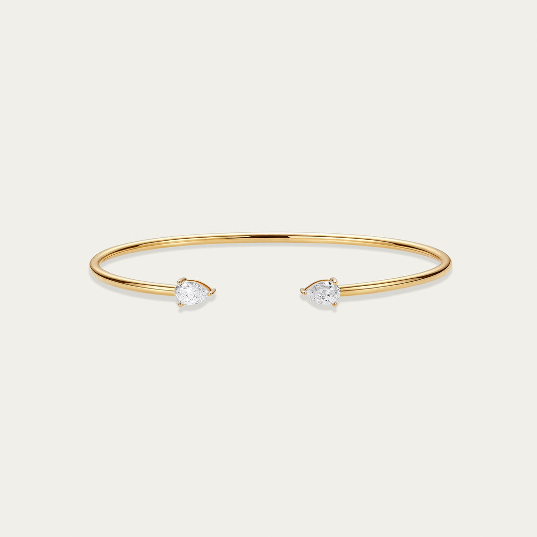 Briolette (teardrop) lab-grown diamond bangle in 18k yellow gold — 0.62ct, D-F color, VS-VVS clarity
