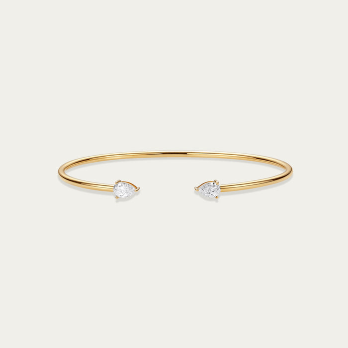 Briolette (teardrop) lab-grown diamond bangle in 18k yellow gold — 0.62ct, D-F color, VS-VVS clarity