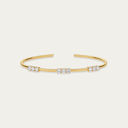 Round Brilliant Lab-Grown Diamond Bangle — 0.84ct, D-F, VS-VVS, 18K Yellow Gold