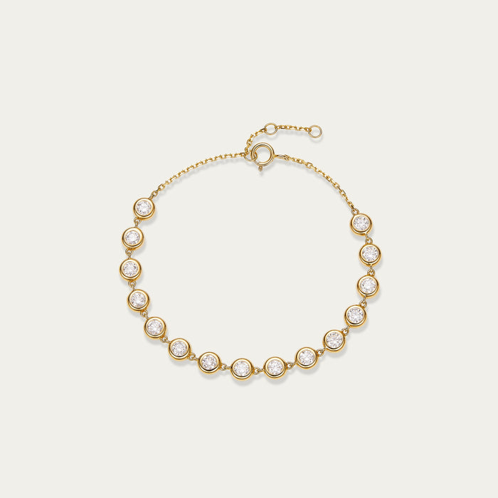 Round brilliant lab-grown diamond bracelet in 18k yellow gold — 1.69ct, D-F color, VS-VVS clarity