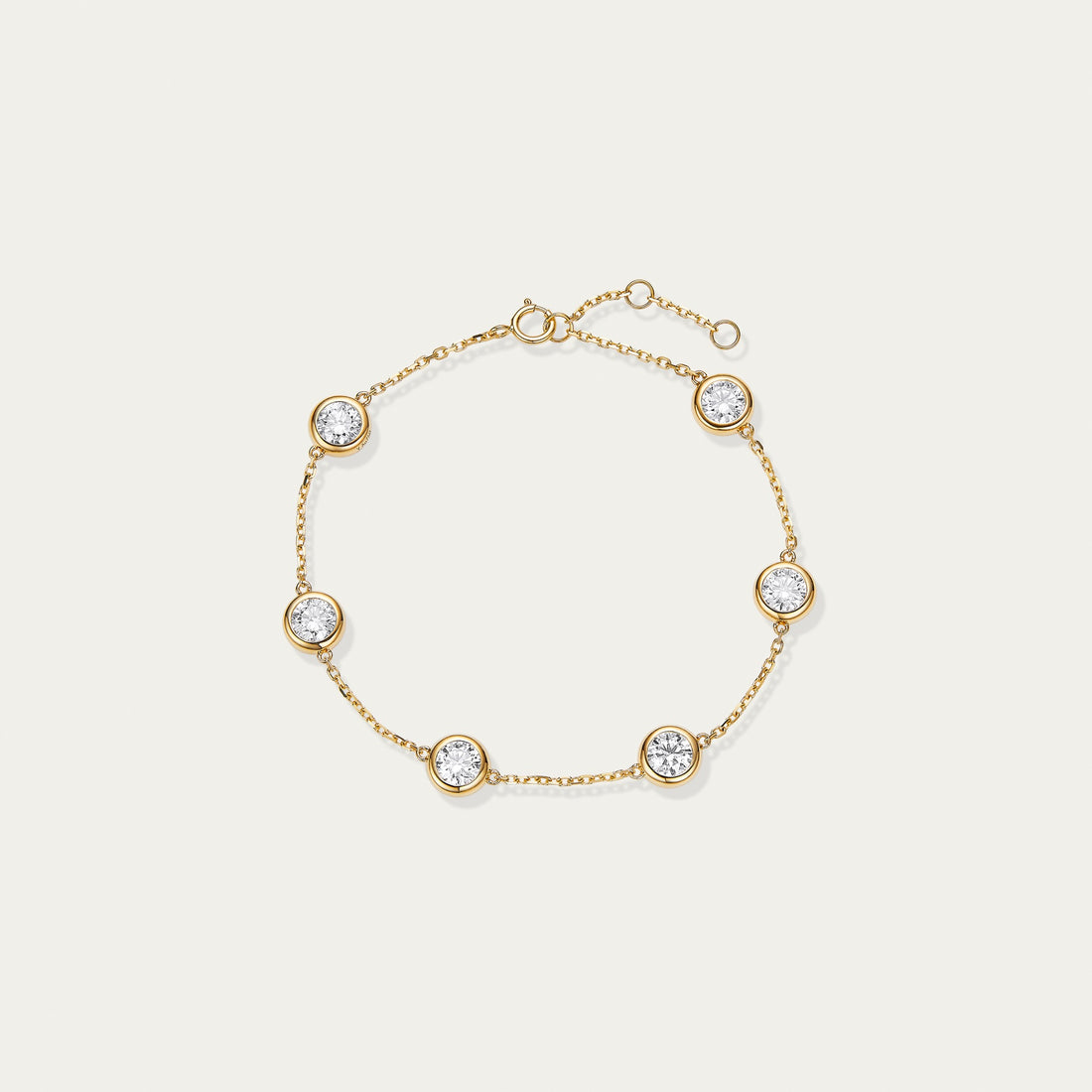 Round brilliant lab-grown diamond bracelet in 18k yellow gold — 1.89ct, D-F color, VS-VVS clarity