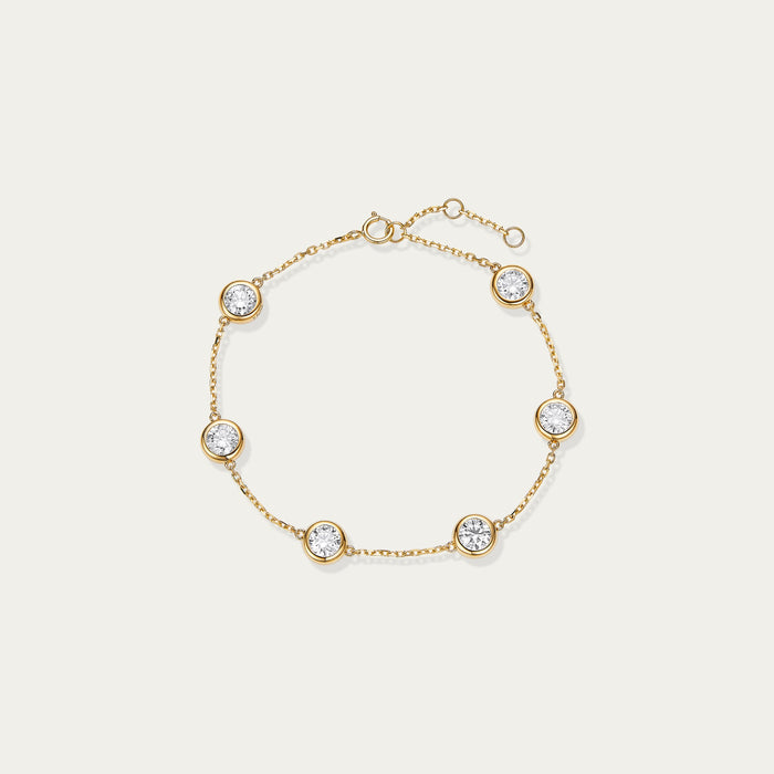 Round brilliant lab-grown diamond bracelet in 18k yellow gold — 1.89ct, D-F color, VS-VVS clarity