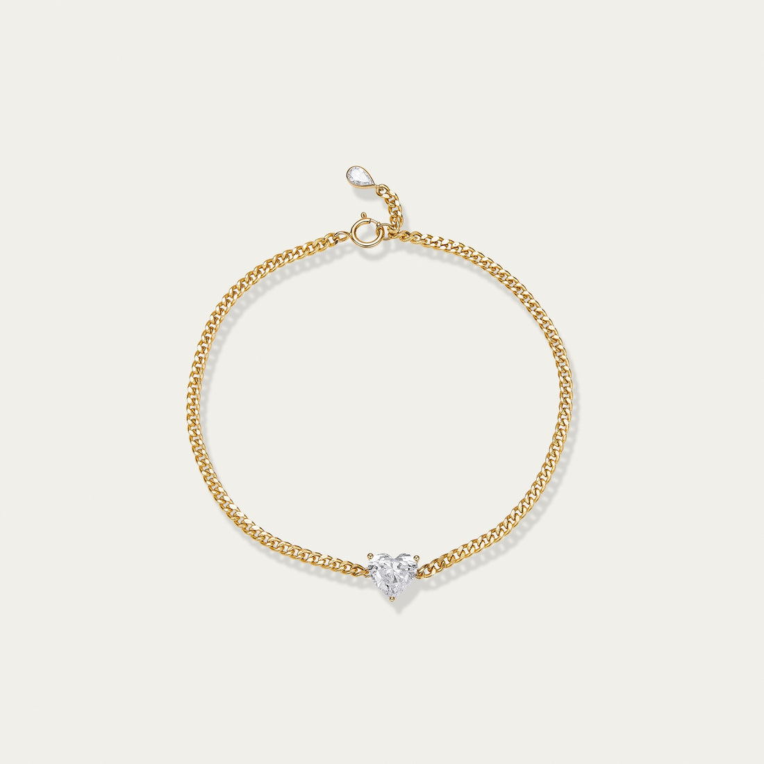 Heart cut lab-grown diamond bracelet in 18k yellow gold — 1.07ct, D-F color, VS-VVS clarity