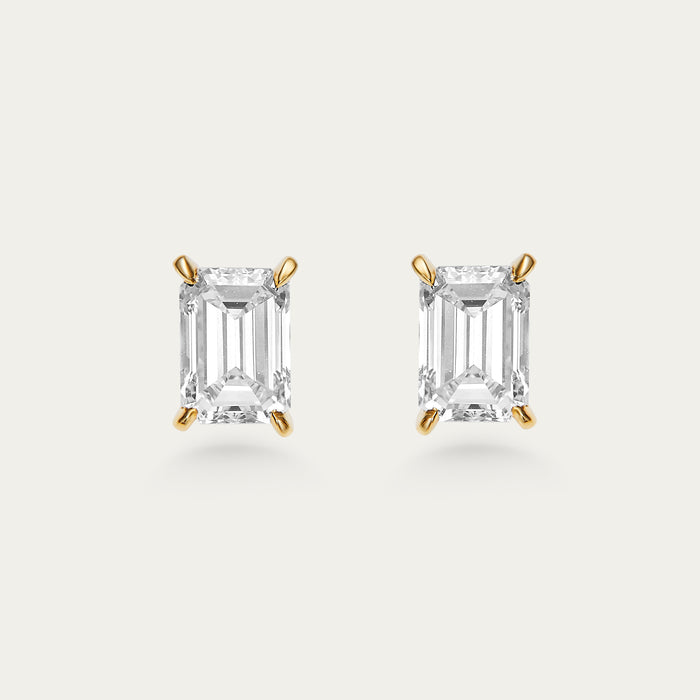 Emerald Cut Diamond Earrings