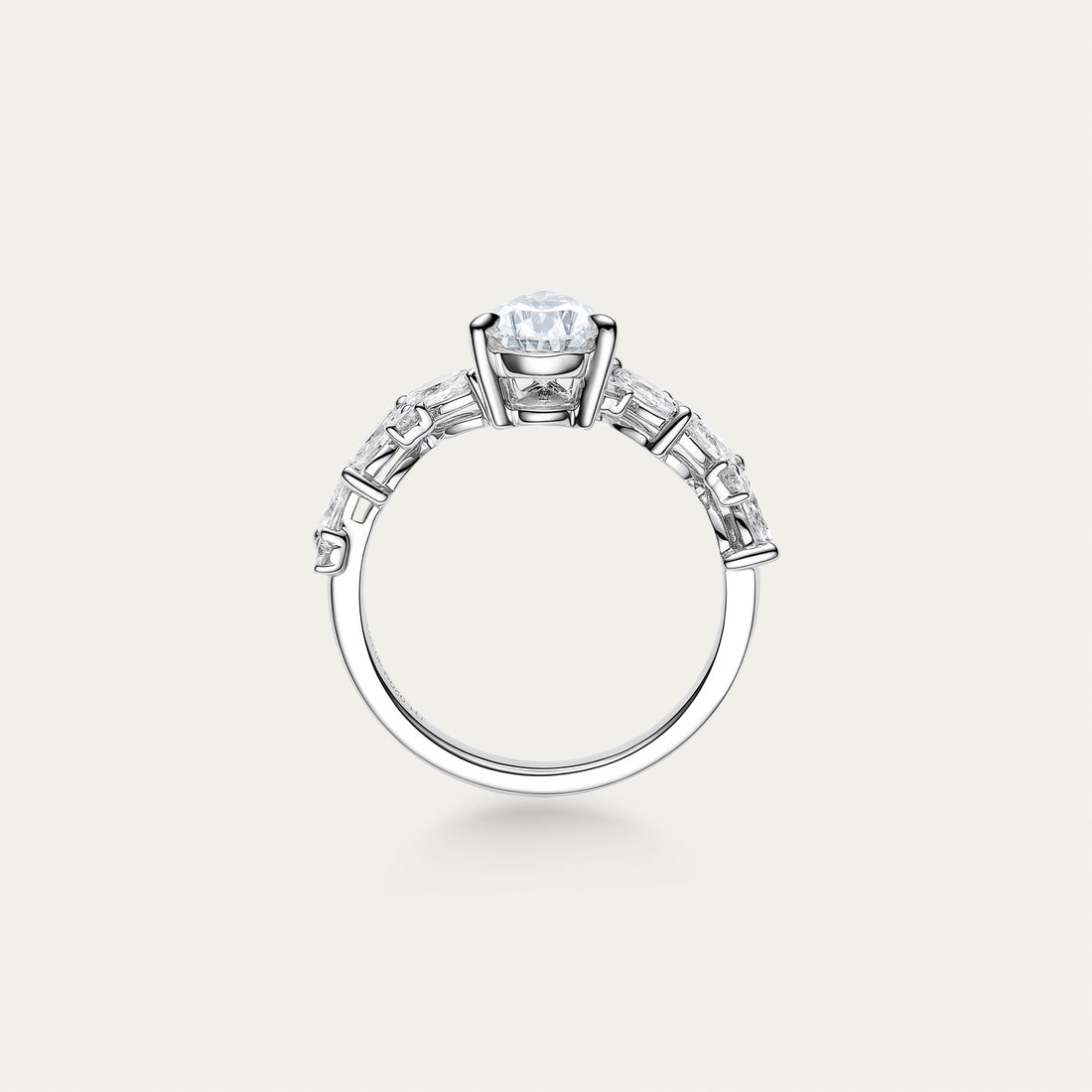Briolette (teardrop) lab-grown diamond ring in 18k white gold — 1.02ct, D-E color, VS-VVS clarity, additional view