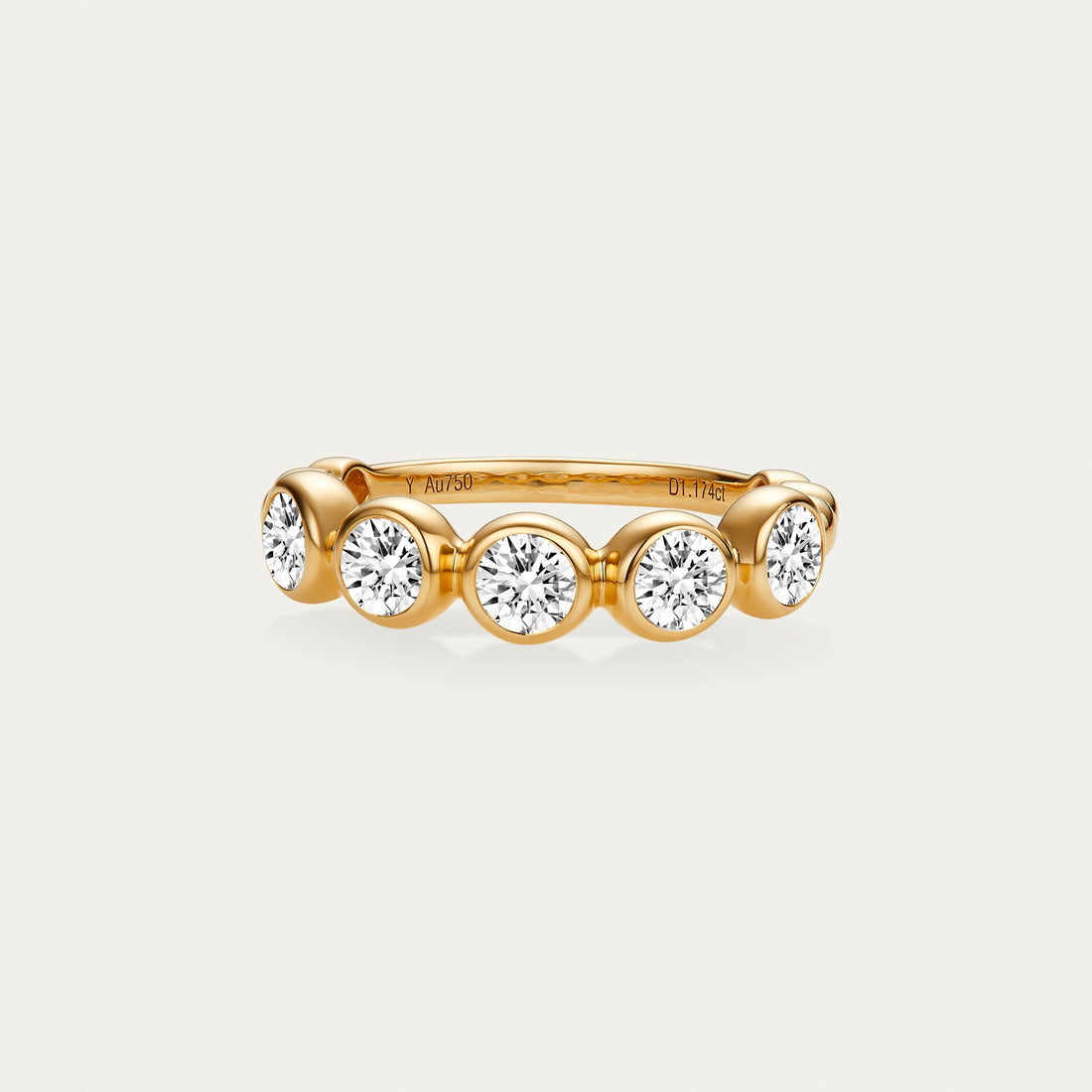 Round brilliant lab-grown diamond ring in 18k yellow gold — 1.17ct, D-F color, VS-VVS clarity