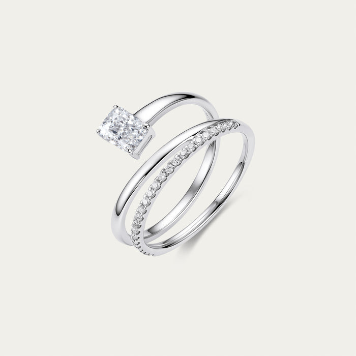 Radiant cut lab-grown diamond ring in 18k gold — 0.56ct, D-E color, VS-VVS clarity, additional view