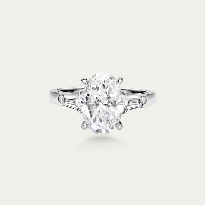 Oval cut lab-grown diamond ring in 18k gold — 2.71ct, D-E color, VVS-IF clarity