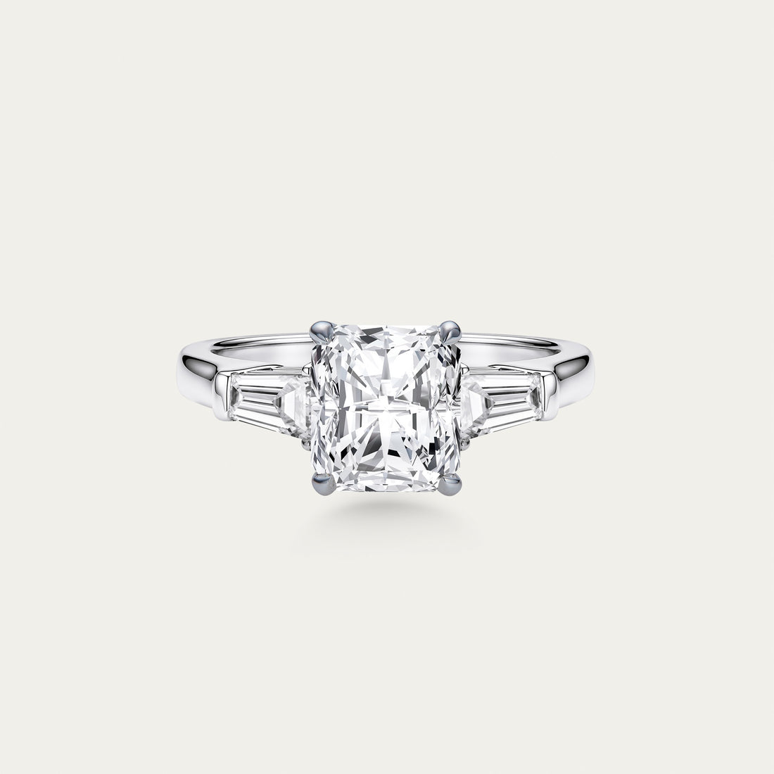 Radiant cut lab-grown diamond ring in 18k white gold — 2.1ct, D-F color, VS-VVS clarity