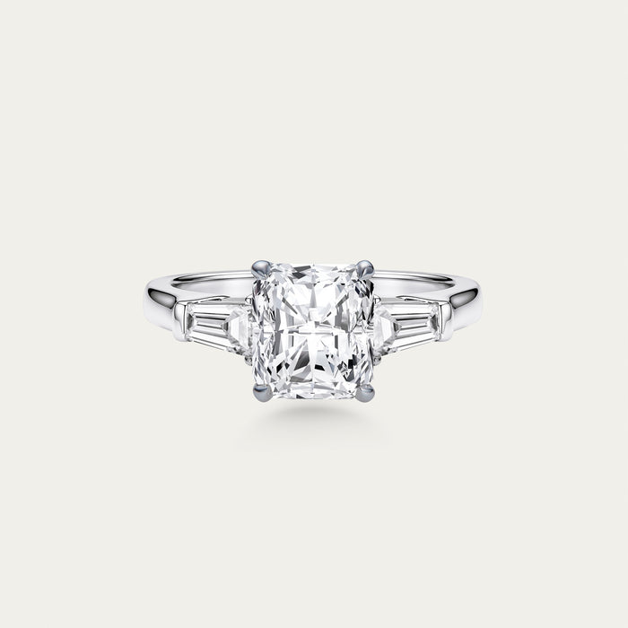 Radiant cut lab-grown diamond ring in 18k white gold — 2.1ct, D-F color, VS-VVS clarity