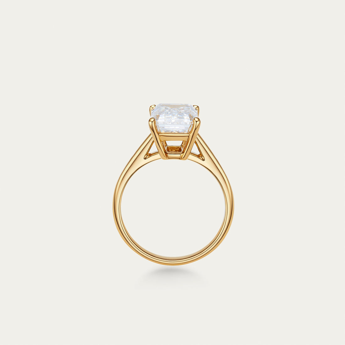 Emerald cut lab-grown diamond ring in 18k yellow gold — 3.75ct, D-E color, VVS-IF clarity, additional view