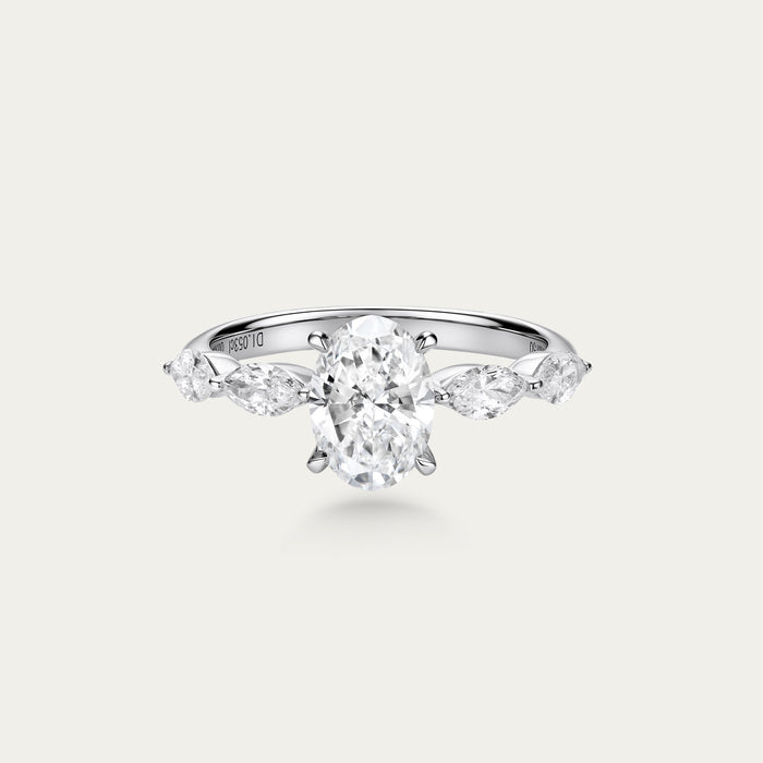 Oval cut lab-grown diamond ring in 18k gold — 1.05ct, D-E color, VS-VVS clarity