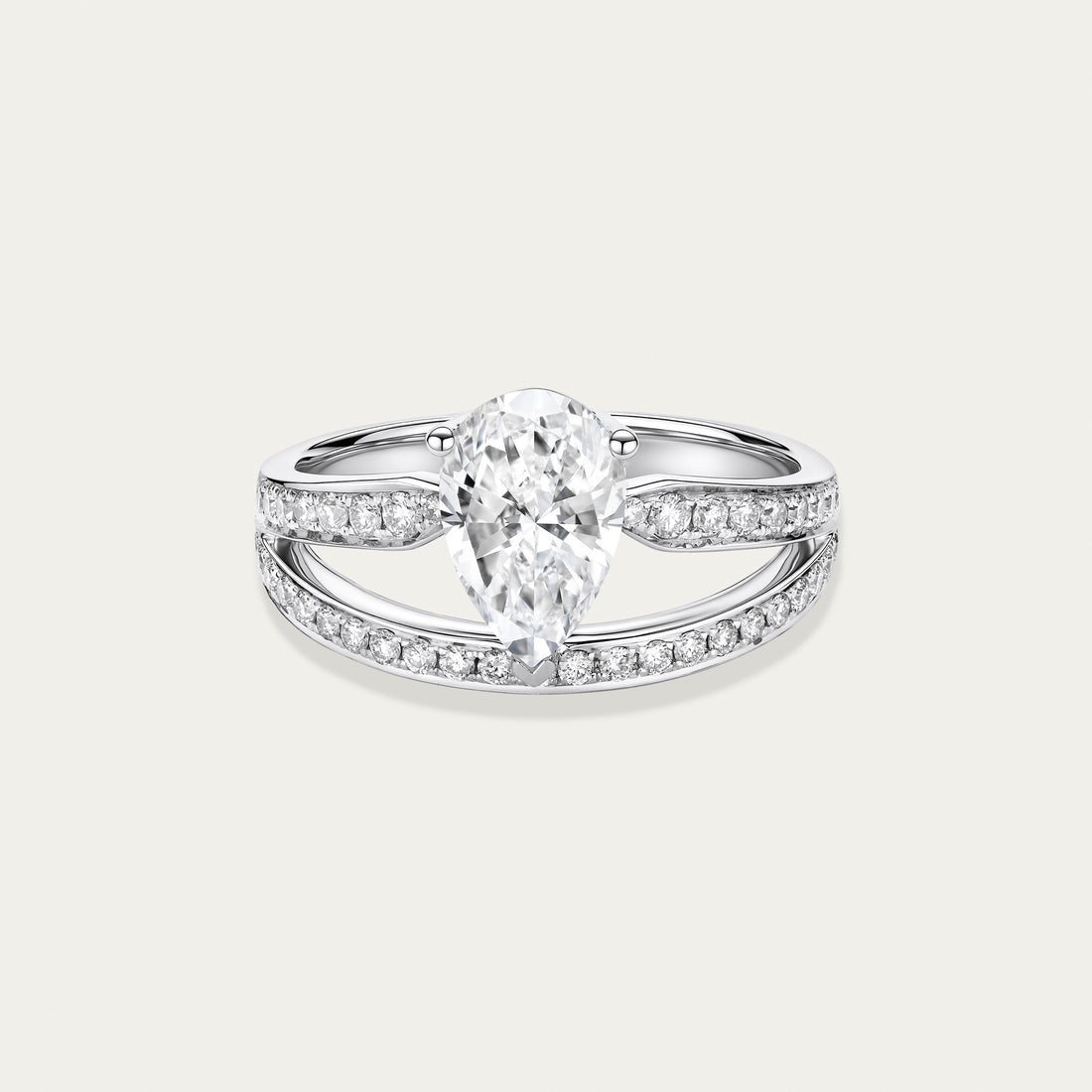 Briolette (teardrop) lab-grown diamond ring in 18k white gold — 1.15ct, D-E color, VVS-IF clarity