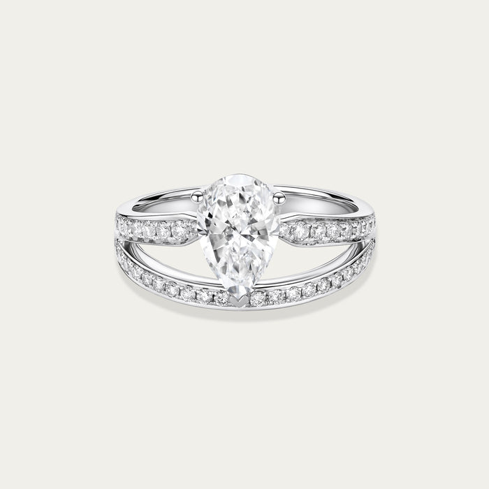 Briolette (teardrop) lab-grown diamond ring in 18k white gold — 1.15ct, D-E color, VVS-IF clarity