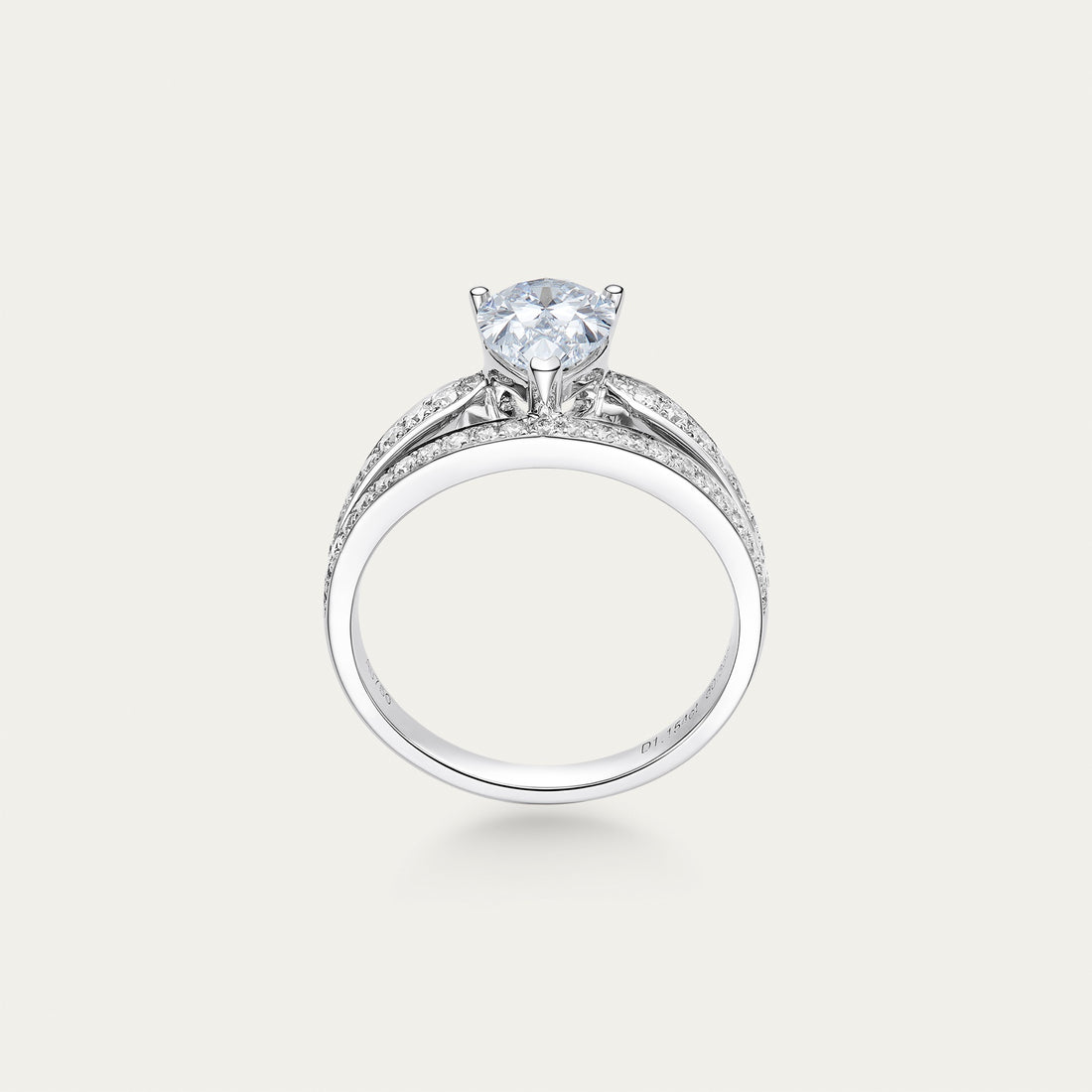 Briolette (teardrop) lab-grown diamond ring in 18k white gold — 1.15ct, D-E color, VVS-IF clarity, additional view