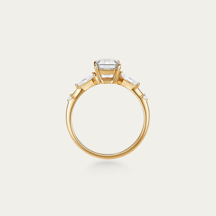 Emerald cut lab-grown diamond ring in 18k gold — 1.5ct, D-E color, VVS-IF clarity, additional view