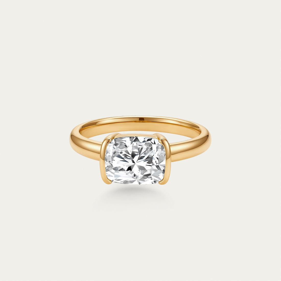 Cushion cut lab-grown diamond ring in 18k yellow gold — 1.91ct, D-E color, VS-VVS clarity