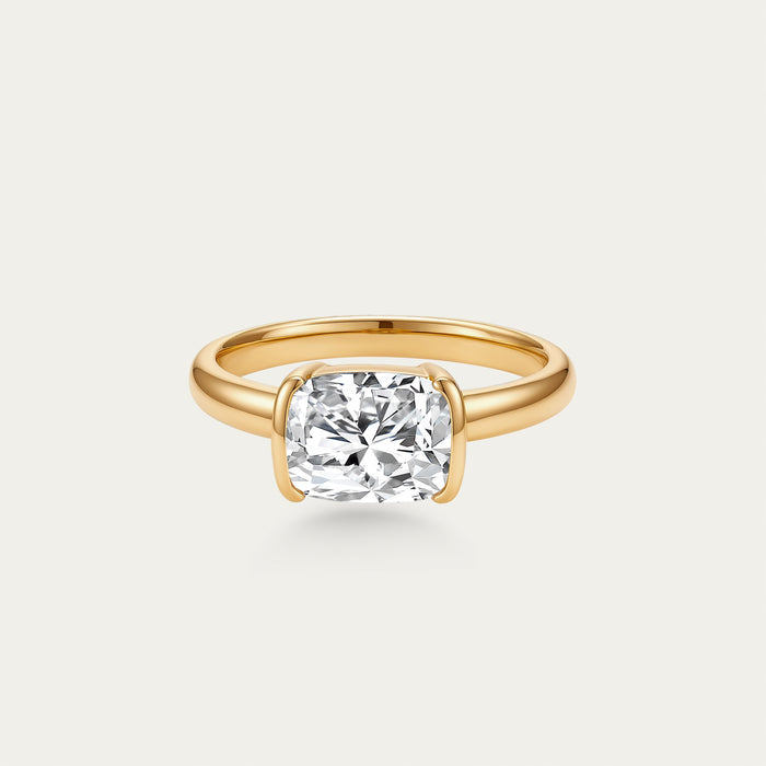 Cushion cut lab-grown diamond ring in 18k yellow gold — 1.91ct, D-E color, VS-VVS clarity
