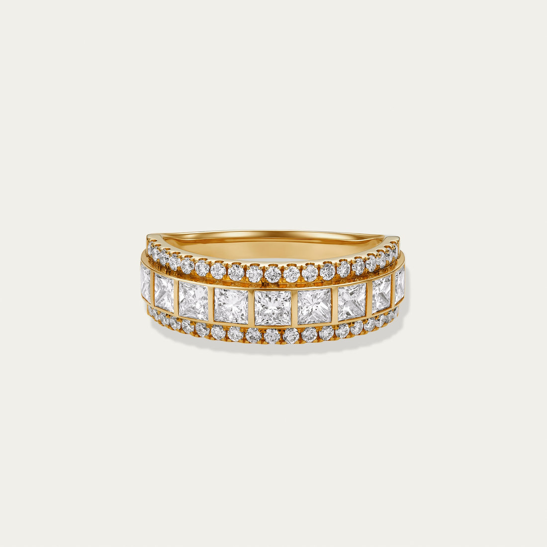 Princess cut lab-grown diamond ring in 18k yellow gold — 1.63ct, D-F color, VS-VVS clarity