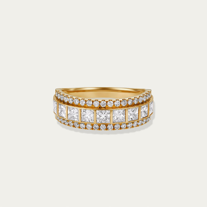 Princess cut lab-grown diamond ring in 18k yellow gold — 1.63ct, D-F color, VS-VVS clarity